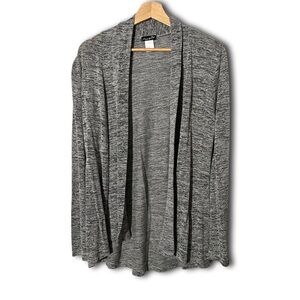 Fig & Blu Marled Gray Open-Face Cardigan